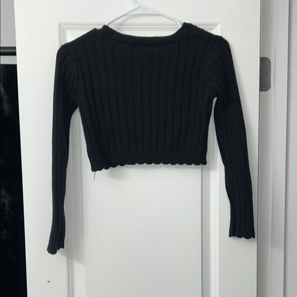 Art Class Black Ribbed Button-Up Top - Picture 5 of 5